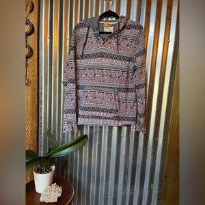 Free Planet Aztec Print Long Sleeve Pullover Hoodie